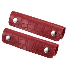 PATIKIL Luggage Handle Wrap, 2 Pack Irregular Pattern PU Handbag Grip Cover Protector Identifier with Clasp for Suitcase Grocery Shopping Bag, Red