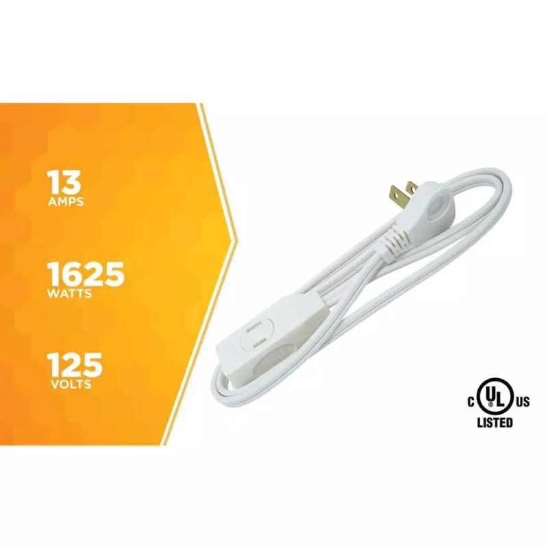 Woods 3 Ft. 16/2 SPT-2 Indoor Light-Duty Flat Plug Extension