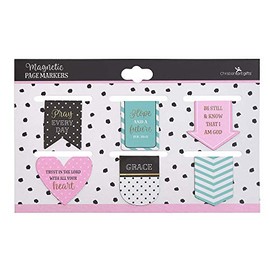 Christian Art Gifts Pray Every Day Die-Cut Magnetic Bookmarks in Pink and Teal Design with Scripture and Inspiration, Set of 6 Bible Verse Bookmarks