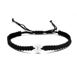 Initial Bracelets for Women Men Stainless Steel Engraved Coin Disc Monogram Letters Charm Bracelet Minimalist Jewelry Matching Couple Bracelets