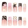 Uñas postizas cuadradas Octoswave, diseño francés, con diseños dulces, para