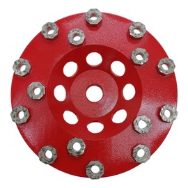 Diamond Grinding Cup Wheel for Hard Concrete Floor, Epoxy Coating Removal, 15 Aggressive Honeycomb Segments, 5 Inch 5/8”-11 Thread, 30/40 Grit