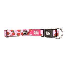 Max & Molly Strawberry Pink Dog Collar with Safety QR Code Dog Tag - Soft, Adjustable, & Waterproof Collar, Cute Summer Themed Designs for Both Girl and Boy Dogs & Puppies, Large