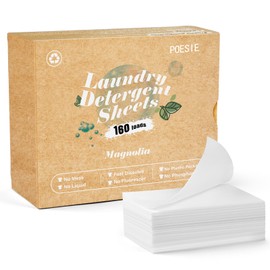 Poesie Laundry Detergent Sheets Magnolia Scent 160 Sheets 80 Large Loads Liquidless Effective Cleaning Zero Waste for All Washing Machine Traveling Dorm Life Save Space