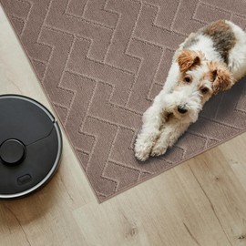 PURRUGS Easy Care Area Rug 4.5ft x 7ft, Non-Slip Machine Washable Entry Rug, Dog Door Mat, Pet Rug, Stain Resistant Accent Rug for Hallway, Bedroom, Living Room and Mudroom, Grayish Brown