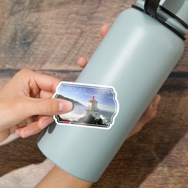 Die Cut Sticker Oregon Coast, Heceta Head Lighthouse, Contour Vinyl Sticker 3 to 6 inches, (Waterproof Decal for Cars, Water Bottles, Laptops, Coolers), Large