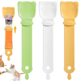 3-Pcs Cat Treat Squeeze Spoon Dispenser - Multifunctional Cat Food Feeder, Liquid Snack & Sliding Dispense