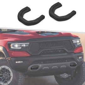 Jimen Fit for Dodge Ram 1500 TRX 2021-2024, 2PCS Front Tow Hook Cover Trailer Hitch Covers (Black)