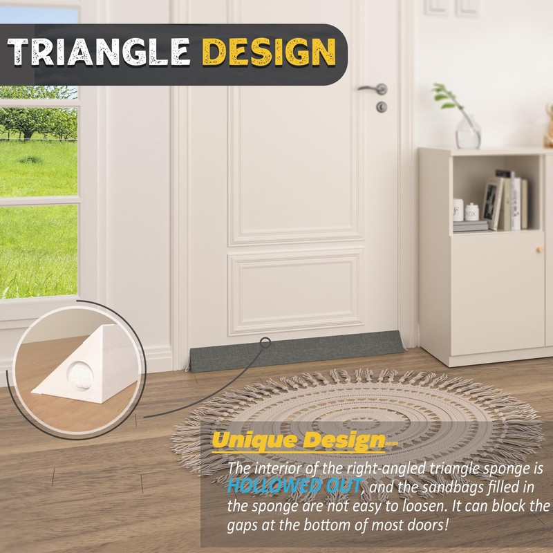 HIZH Upgraded Heavy Duty Draft Excluder for Doors,35.4''Extra Thick Wedge