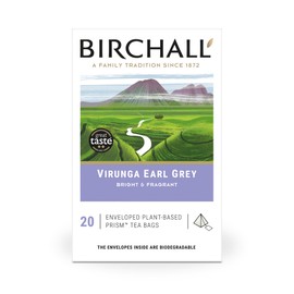 Birchall Tea Bags, Virunga Earl Grey Tea, Afternoon Black Tea Bursting with Full Flavour, Perfect Vegan Gifts, 20 Enveloped Plant-Based Prism Tea Bags