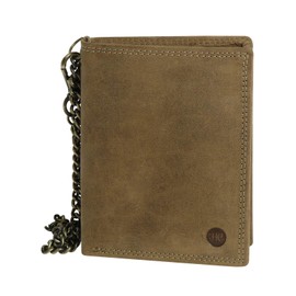 Harrys-Collection Wallet made of high-quality vintage leather + RFID with chain, Cognac, purse