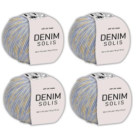 Art of Yarn DENIM SOLIS Variegated yarn 55% Cotton,45% Poliacrylic,Total 200g(7.04 Oz),640m(696 Yds) Soft Smooth Yarn Sport – Fine2 for Crocheting, Knitting, Amigurumi,Blankets,garments –4 Skein 99956