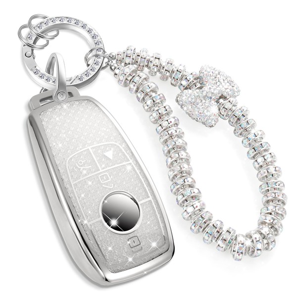 CTRINEWS for Mercedes Key Fob Cover with Fashionable Zirconia Wristlet