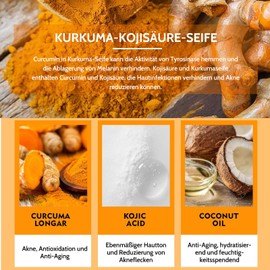 Shefave Kojic Acid Soap Original Vitamin C Seifenstück Kojisäure-Seife, Sanfte Seife für Akne, Mitesser, Tiefenreinigung für Gesicht und Körper Feuchtigkeitsspendend, 2x100g