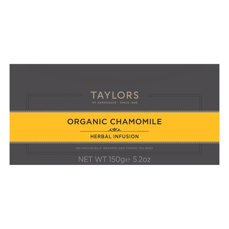 Taylors of Harrogate Organic Chamomile, Herbal Tea, Individually Wrapped Bags,