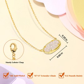 Gold Necklace for Women Elisa Pendant Necklace 14k Gold Plated Dainty Necklace Choker Necklace for Women Adjustable Gold Jewelry for Birthday Anniversary Valentine's Day Gift