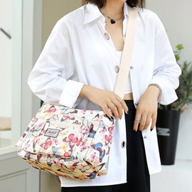 Wafybsre Cross-body Bag Women's Multi Pocket Nylon Messenger Bag Shoulder Bag Lightweight Travel Handbag (Colorful butterfly)