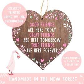 Friends plaque | Good friends are here today wooden heart | gifts for friends women | best friend plaque | hug gifts motivational miss you gift | birthday Christmas