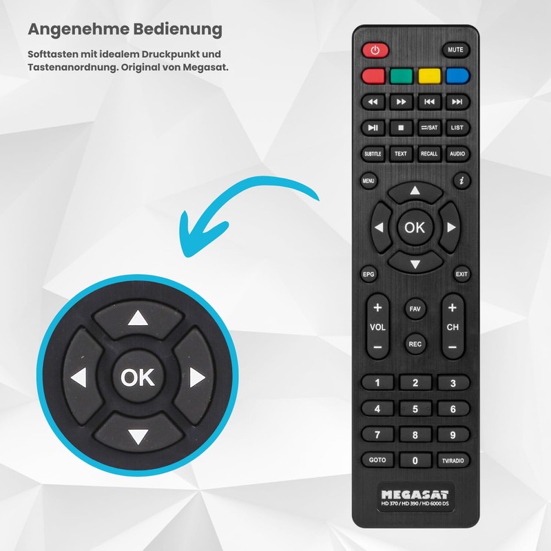 Original Remote Control for Megasat HD 200, HD 310, HD