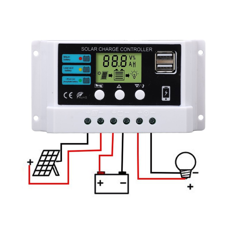 Solar Controller Industrial Chip LCD Display Overload Protection Solar Regulator