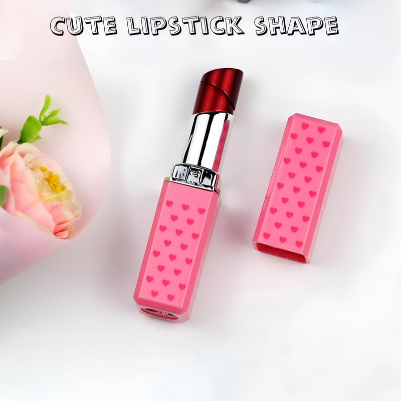 Cute Lipstick Lighter, 2 Pack Soft Flame Refillable Butane Lighter