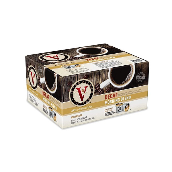 Victor Allen's Coffee K Cups, Decaf Morning Blend Single Serve Light Roast Coffee, 80 Count, Keurig 2.0 Brewer Compatible