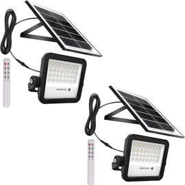 Anern Outdoor Solar Flood Light, 2 Pack 6500K Bright White Floodlights, IP65 Waterproof Solar Power Security Light, Dusk to Dawn with Remote Control for Yard, Garden, Shed, Barn, Porch