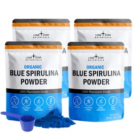 Lone Star Botanicals Espirulina Azul Orgánica En Polvo, 120 Porciones 100 Puro Superalimento Algas Azul-Verdes, Colorante Alimenticio Natural Para... 