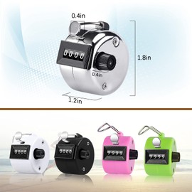 2 Pack Hand Tally Counter 4-Digit Lap Counter Clicker, Manual Mechanical Handheld Pitch Click Counter with Finger Ring for School Event Golf Sport… (Metallic)