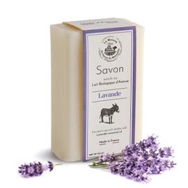 La Maison du Savon de Marseille - Organic Donkey Milk Soap Bar - Lavender Scent - Moisturising Hand & Body Soap - 98% Natural Ingredients - Made in Provence - 115g