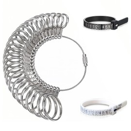 FuninCrea Ring Sizer Measuring Tool Set, Premium Ring Measurement Tool, 27pcs Detachable Metal Ring Sizer Gauge US Size 0-13 and 2pcs Plastic Finger Ring Sizing Measure Gauge US Size 1-17 (13)
