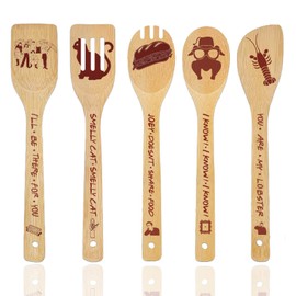 Friends Merchandise Gifts Wooden Spoons for Cooking, Natural Bamboo Kitchen Utensils Set 5 Pack for Holiday Party Decorations Kitchens Accessories Christmas Birthday Gift TV Show Fans Lover