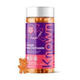Known - Tasty Low Sugar Multivitamin Gummies for Kids 3 Years+ - Strawberry Flavoured Halal and Vegan Gummies - 8 Essential Vitamins - Chewable Children's Multivitamins - 1 Month Supply