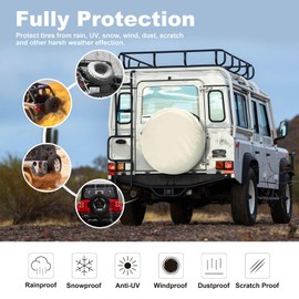 Explore Land Tough Spare Tire Cover Universal Fit Trailer, RV, SUV, Truck (Fits Tire Diameters 24''-25.75'', Off-White)