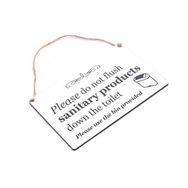 Stylish and Bold, White and Black, SANITARY BIN Sign Plaque Notice for Toilet, Bathroom, W.C