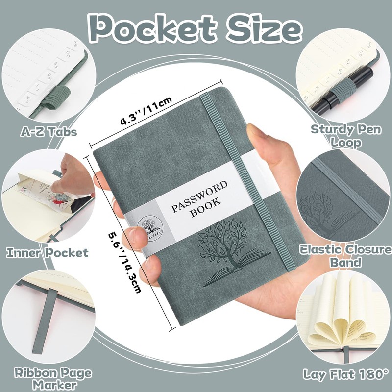 DAOFARY Password Book with Alphabetical Tabs - Small Password Keeper