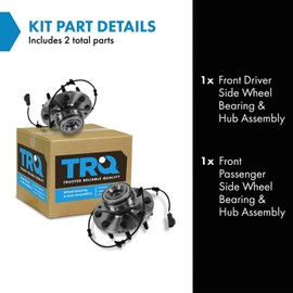 TRQ 2 Piece Front Wheel Bearing & Hub Assembly Set Compatible with 2006-2008 Dodge Ram 1500 Ram 2500 Ram 3500