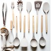 Non-Stick Silicone Cooking Kitchen Utensils Spatula Set with Holder, Wooden