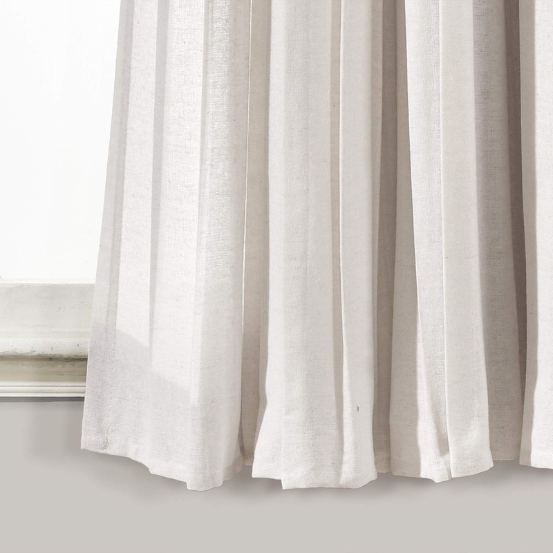 Lush Decor Linen Button Window Curtain Panel, Single, 40" W