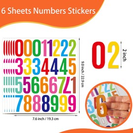 YINBEI 6 Sheets 2 Inch Mailbox Numbers Stickers Vinyl Decals,Self Adhesive Number Waterproof House Address Numbers for Outside Mailbox,Signs,Window,DIY Crafts Making,Door,Car,Home,Business(Multicolor)