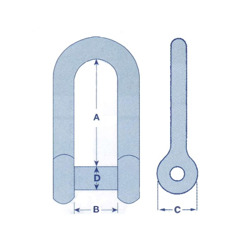 Long D Shackle Stainless Steel 8MM (Marine Boat Rigging Sails