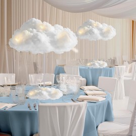 Wettarn Cloud 3D Cloud LED DIY Lights Baby Shower Cloud Table Decor Hanging Cloud for Ceiling LED Cloud Kit Fake Cloud Ornament Artificial Cotton Cloud Prop for Wedding Bridal Party Room Decor(3 Set)
