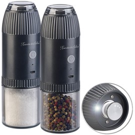 Rosenstein & Söhne Electric pepper mill: set of 2 cordless salt and pepper mills, tilt sensor, LED, ceramic grinder (mill set, electric spice mill LED, BBQ)