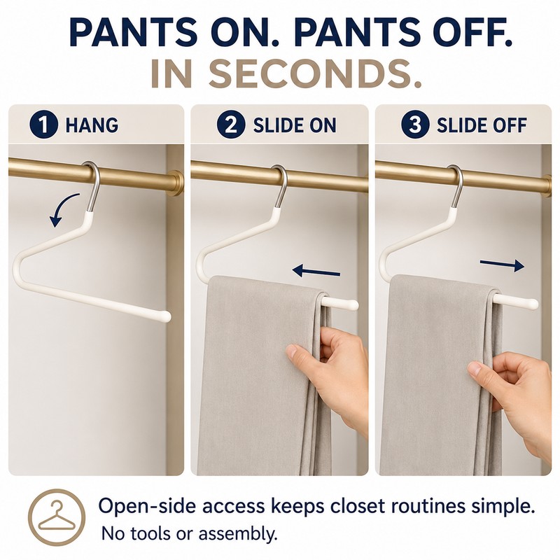 10-Pack Metal Z-Shaped Pants Hangers, Non-Slip Closet Organizer