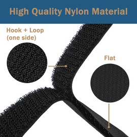 1" x16ft Hook and Loop Cable Straps with 25 Buckles, Free Cut Length | Easy to use | Adjustable | Reusable Fastening Cable Ties, 1 Inch Wide Cinch Strap for Wire, Cord Wraps, Cable Management- Black