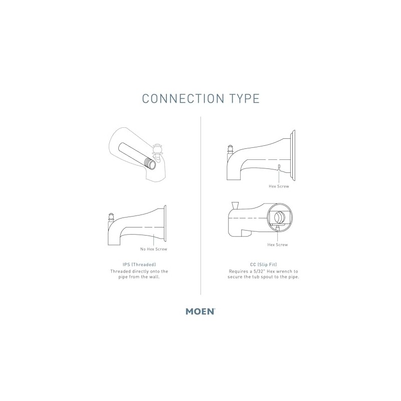 Moen 3800 Tub Spout with Lift Rod Diverter, Threaded 1/2-Inch