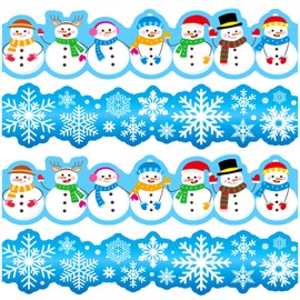 Winter Bulletin Border 78.7FT Snowflake Bulletin Board Decorations Snowman Wave Trim Borders Winter Holiday Borders Decorations for School Classroom Chalkboard Office Home Christmas Party Supplies