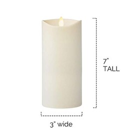 Luminara Flameless Outdoor Pillar Candle Tall (Ivory, Unscented, 3.25 x 7 Inches Tall), Centerpiece, Melted Edge, Realistic Flame Effect, Smooth Finish, Plastic, LED Battery Operated
