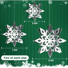 Christmas Decorations,Snowflake Christmas Decorations,3D Paper Christmas Snowflake Hanging Decorations PVC Window Stickers Door Wall Window Decorations -6PCS