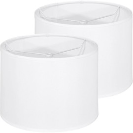 White Lamp Shades Set of 2, Drum Large Lampshades 13" Top x 13" Bottom x 10" High, Replacement Lamp Shades Natural Linen for Table Lamps Floor Lamps, Easy Assembly Required